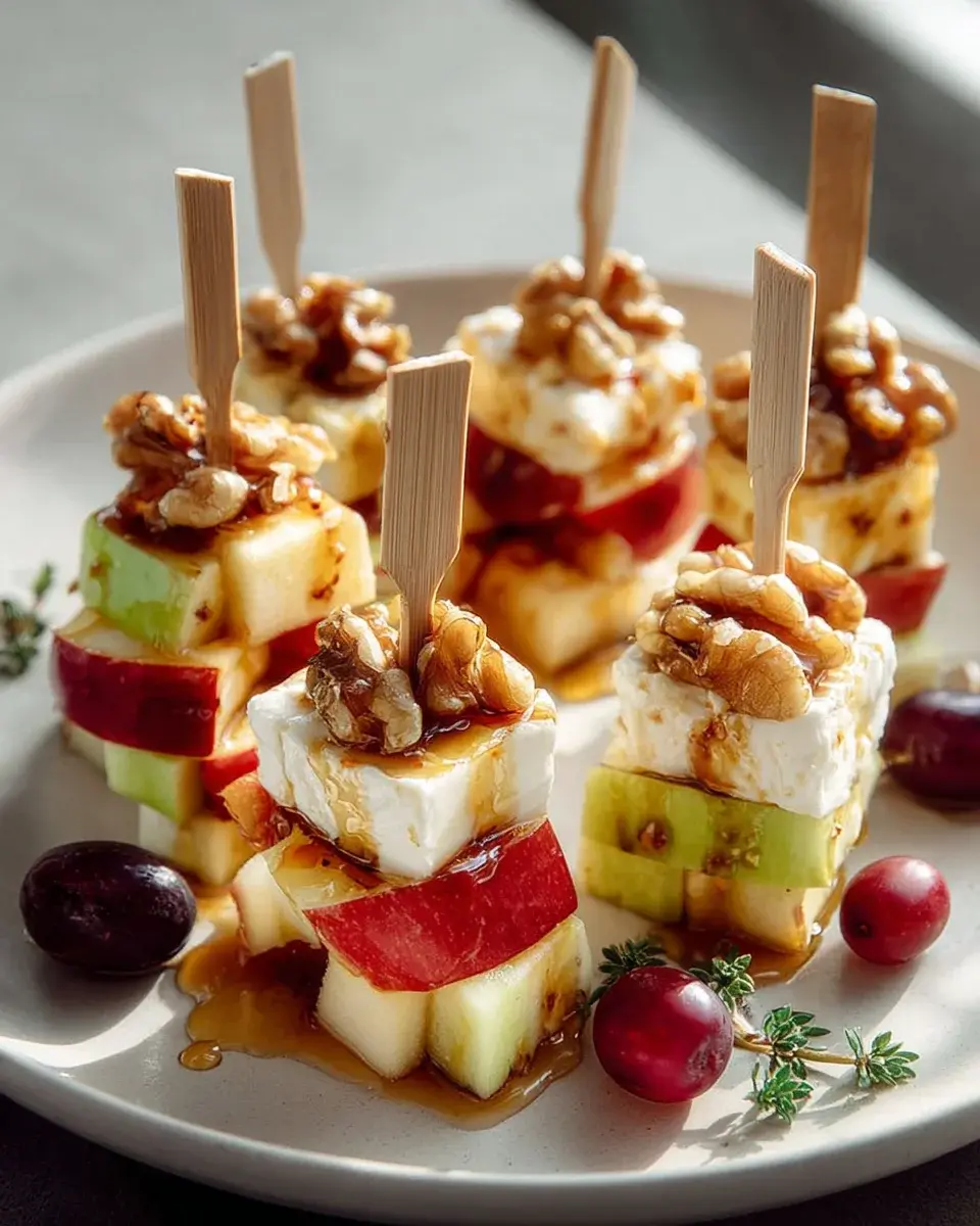 Apfel Camembert Spieße Walnüsse