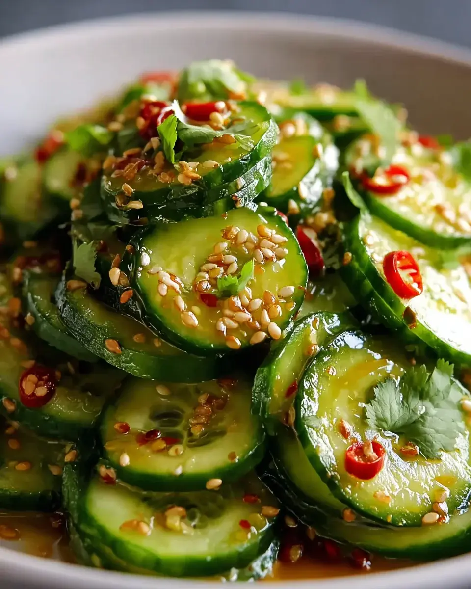 Asiatischer Gurkensalat Mit Chili Sesam 2