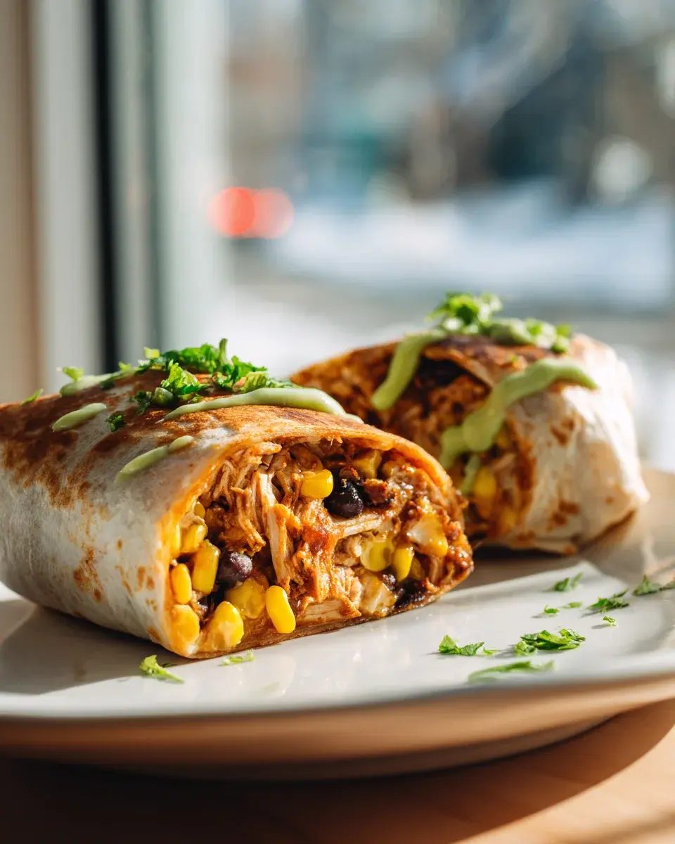 Bbq Hähnchen Burrito Mit Mais Und Bohnen
