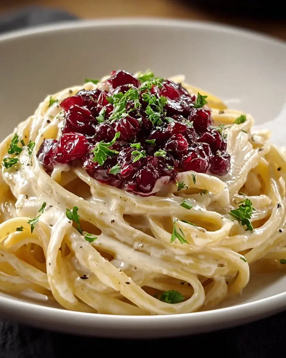Brie Pasta Preiselbeer Kompott