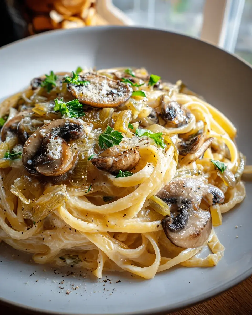 Caramelized Leek And Mushroom Gruyere Pasta