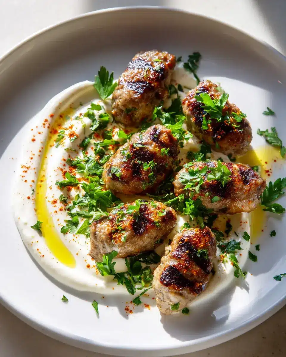 Chicken Kofta Garlic Yogurt Sauce Rezept