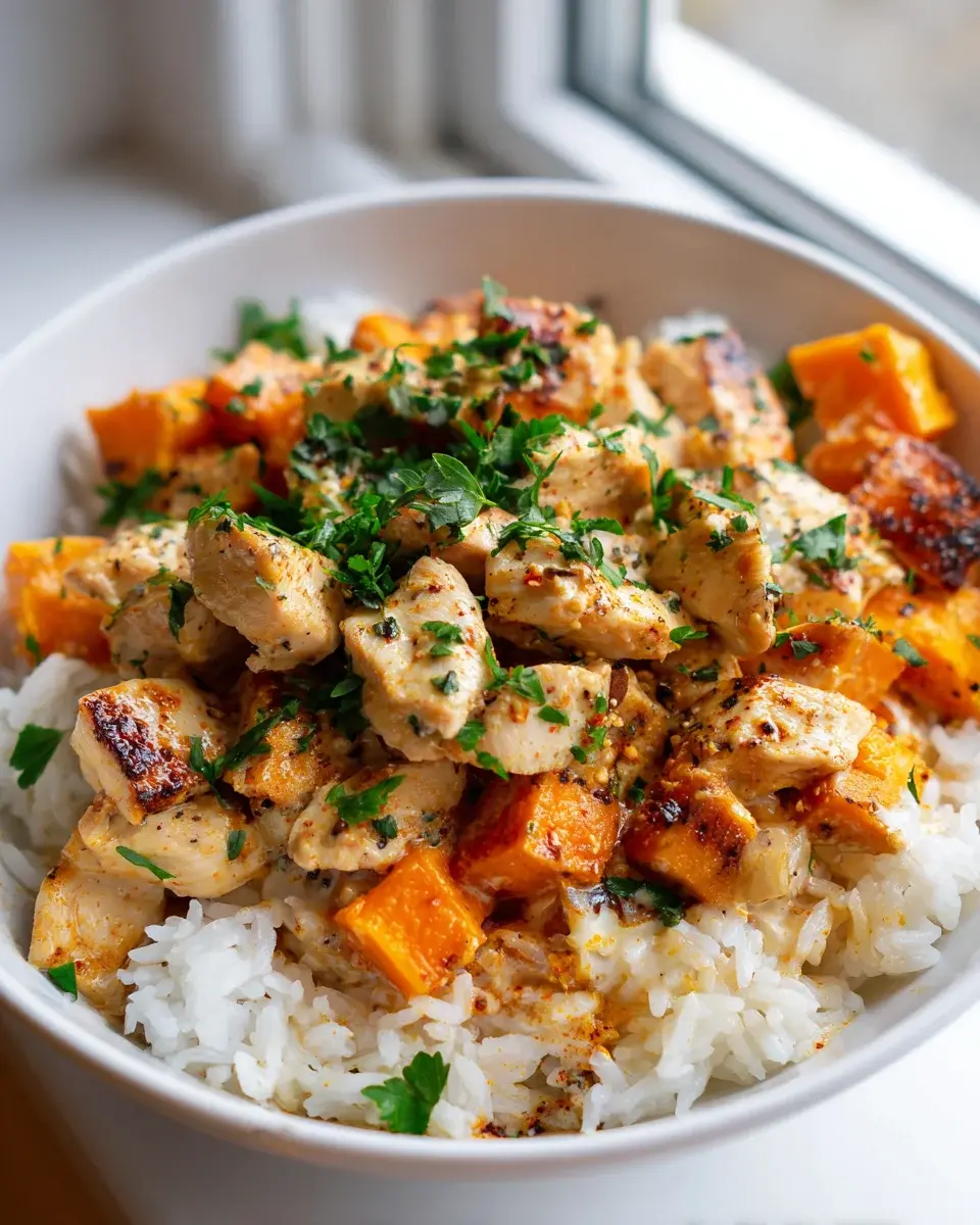 Chicken Sweet Potato Rice Bowl Rezept