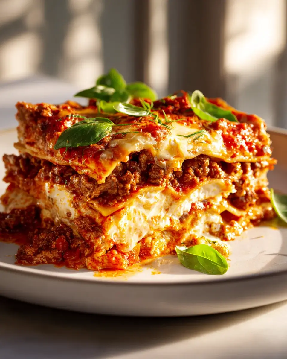 Classic Beef Lasagna With Ricotta Layers