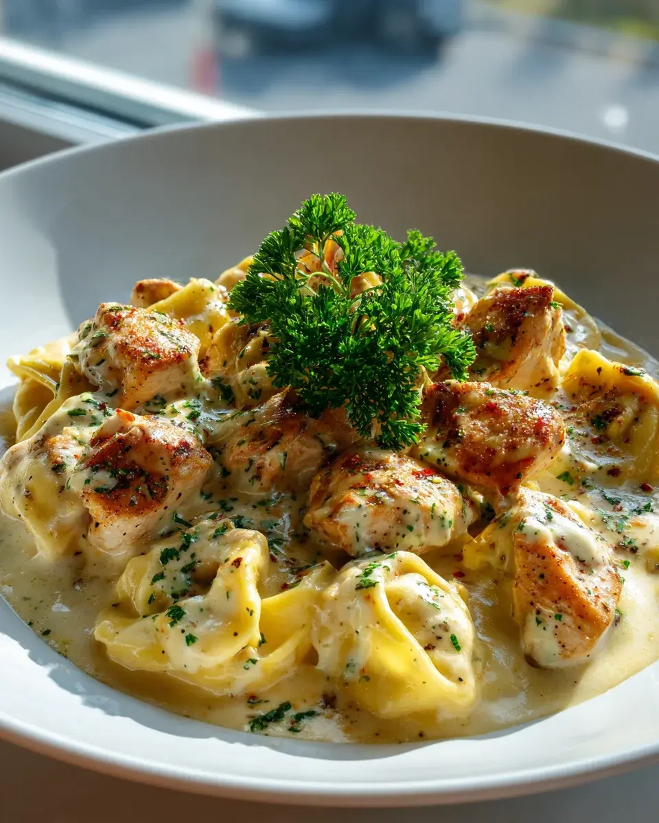 Creamy Chicken Tortellini With Mozzarella Garlic Sauce One Pot Dinner