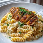 Creamy Garlic Parmesan Chicken With Cheesy Twisted Pasta
