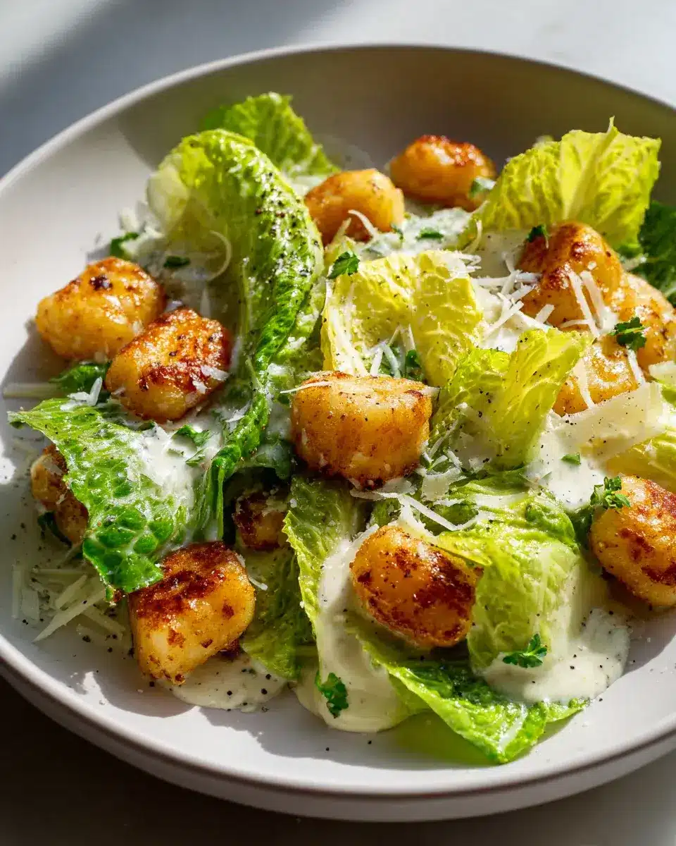 Crispy Gnocchi Caesar Salad With Lemon Dressing