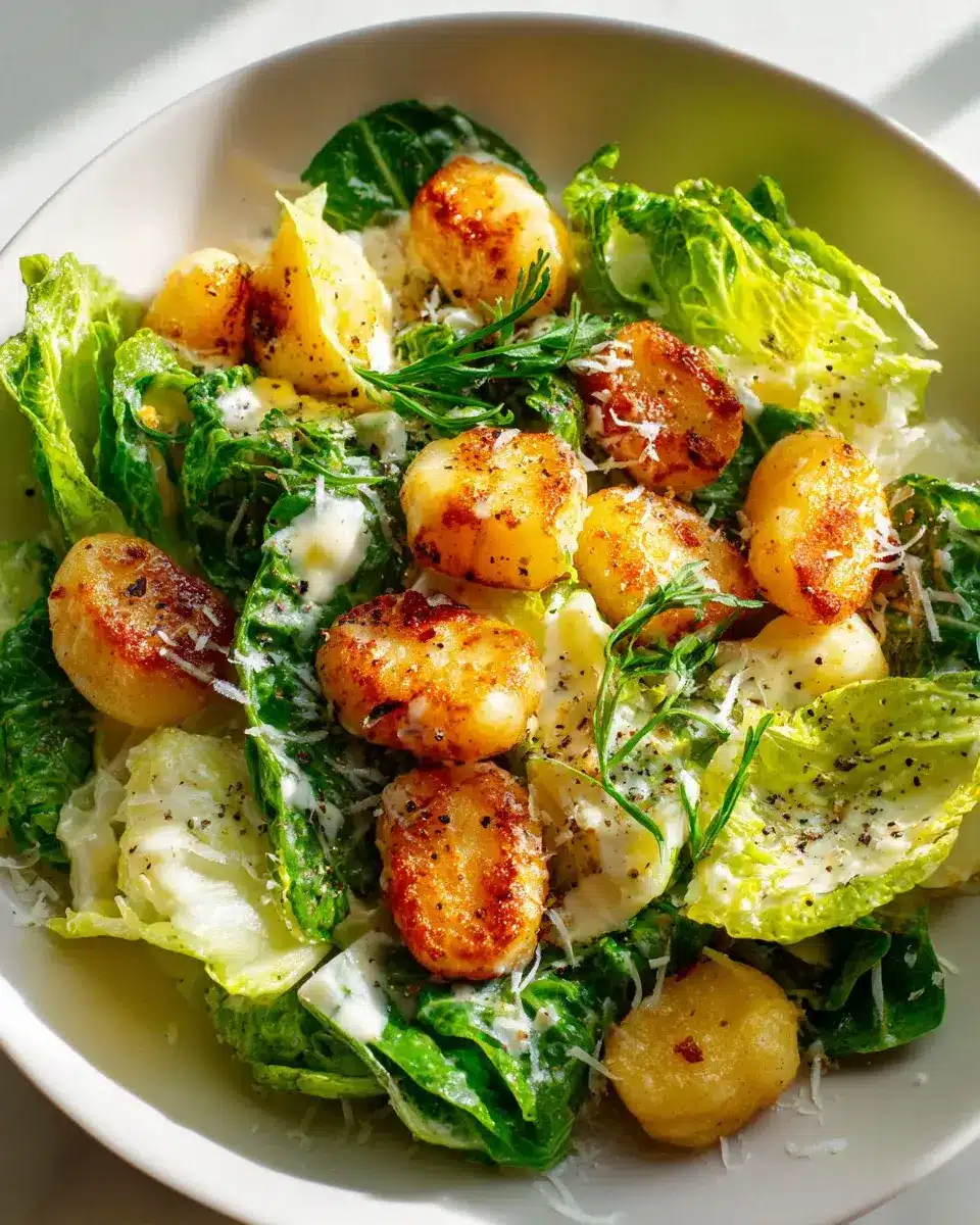 Crispy Gnocchi Caesar Salad With Lemon Dressing