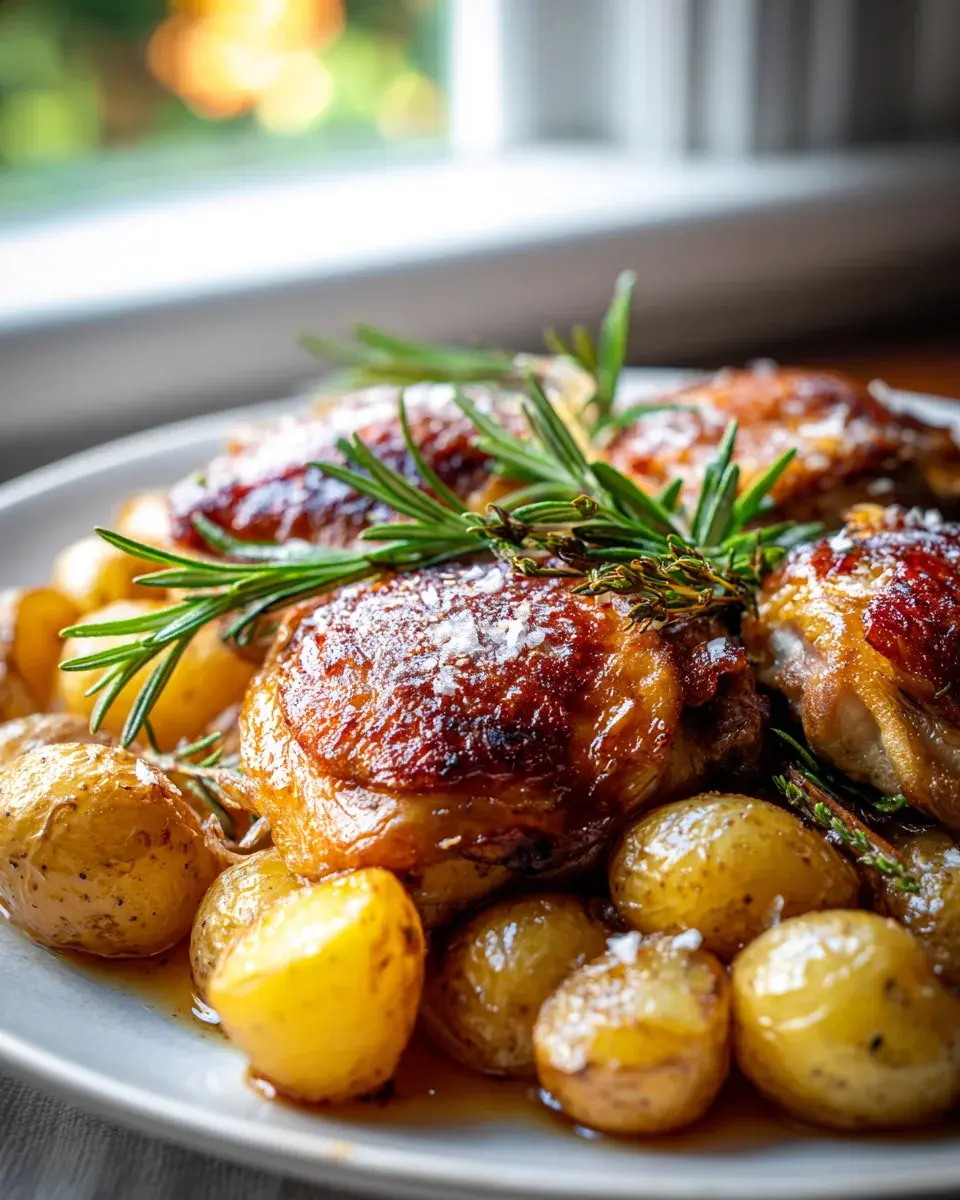 Crispy Rosemary Potato Chicken Thigh Bake