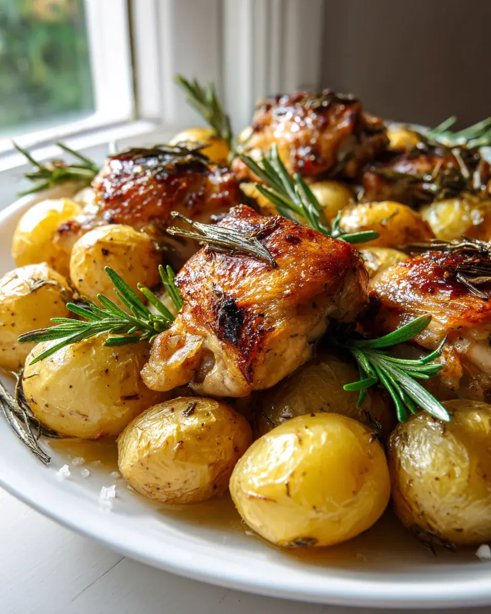Crispy Rosemary Potato Chicken Thigh Bake