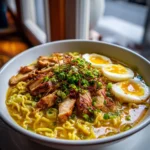 Feuriges Chicken Ramen mit cremiger Knoblauchsoye