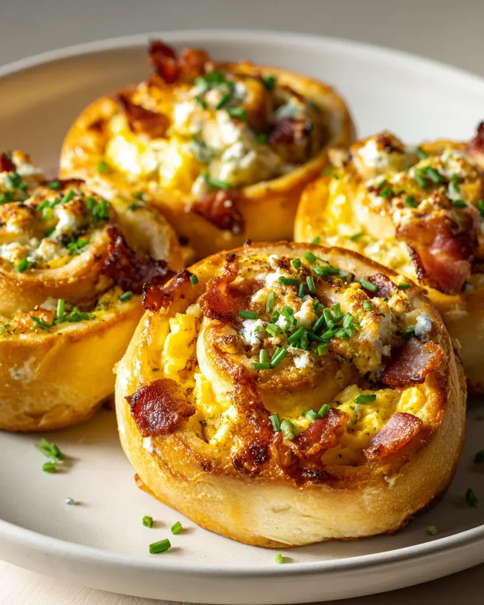 Fruehstuecksrollen Mit Ruehrei Kaese Und Beef Bacon