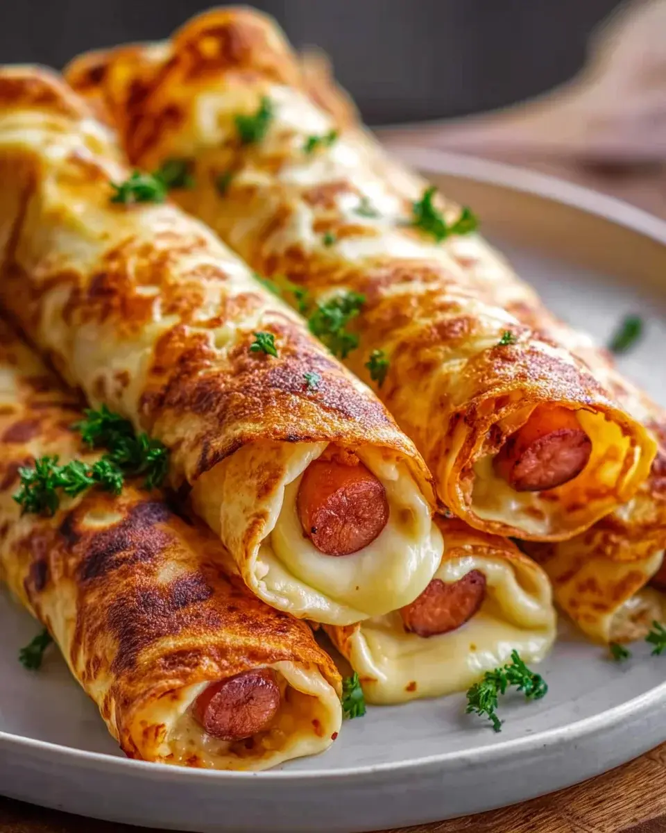 Gebackene Hot Dogs in Tortilla Teig