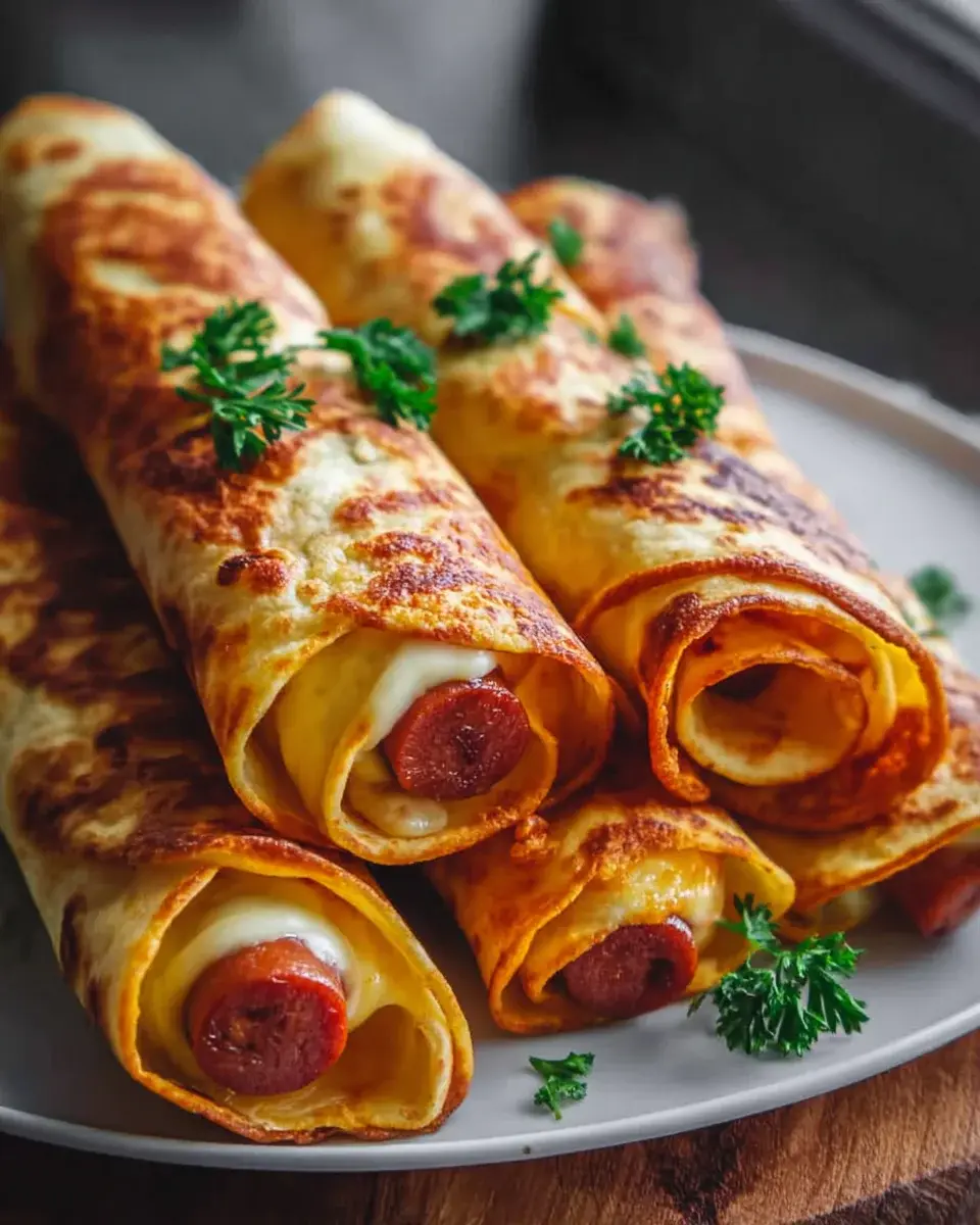 Gebackene Hot Dogs in Tortilla Teig