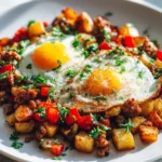 Gyro Breakfast Hash mit Eiern und Kartoffeln