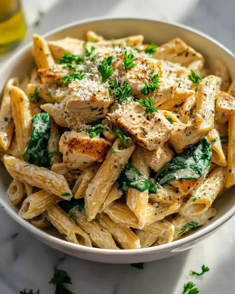 Gesunde Knoblauch-Parmesan-Hühnchen-Pasta Rezept genießen!