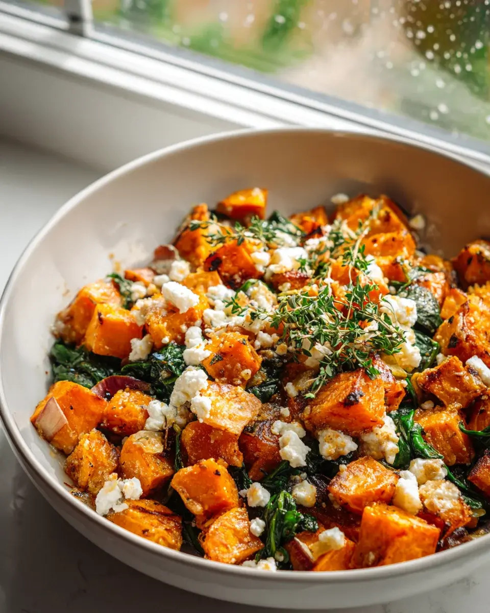 Honey Feta Sweet Potato Skillet Mit Spinat