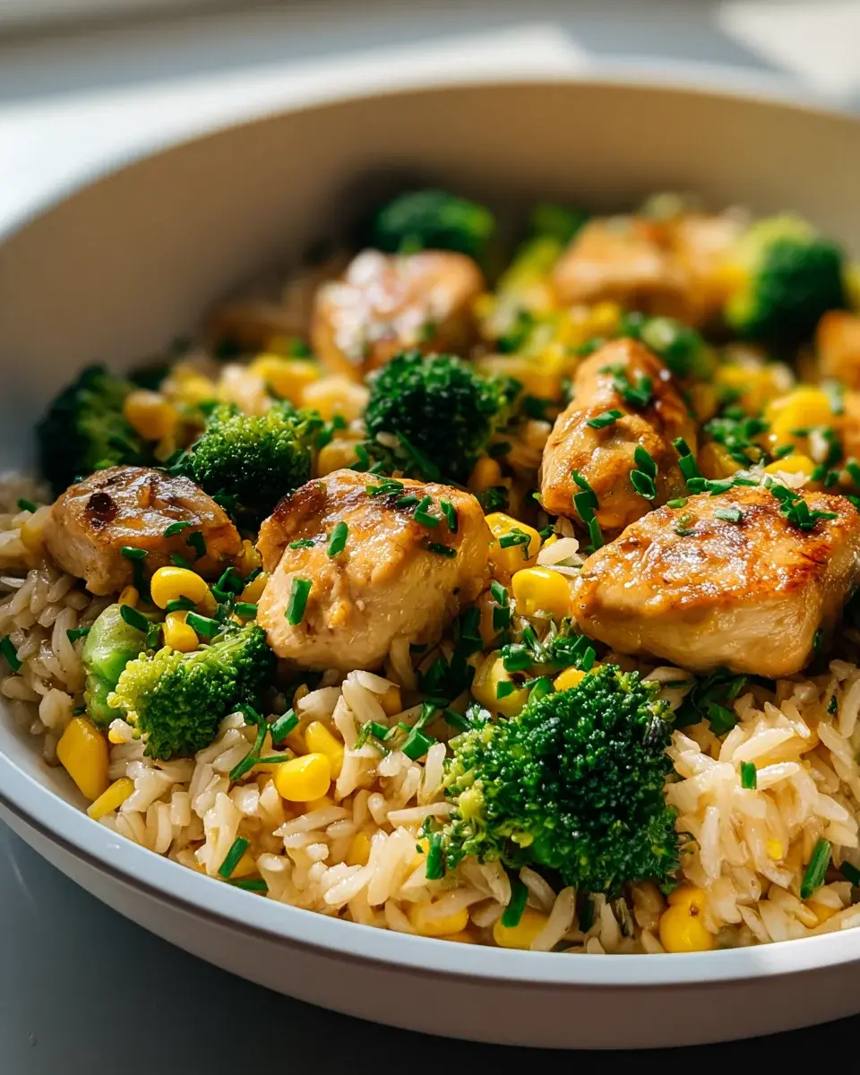 Hähnchen Reis Pfanne Mit Brokkoli Und Mais