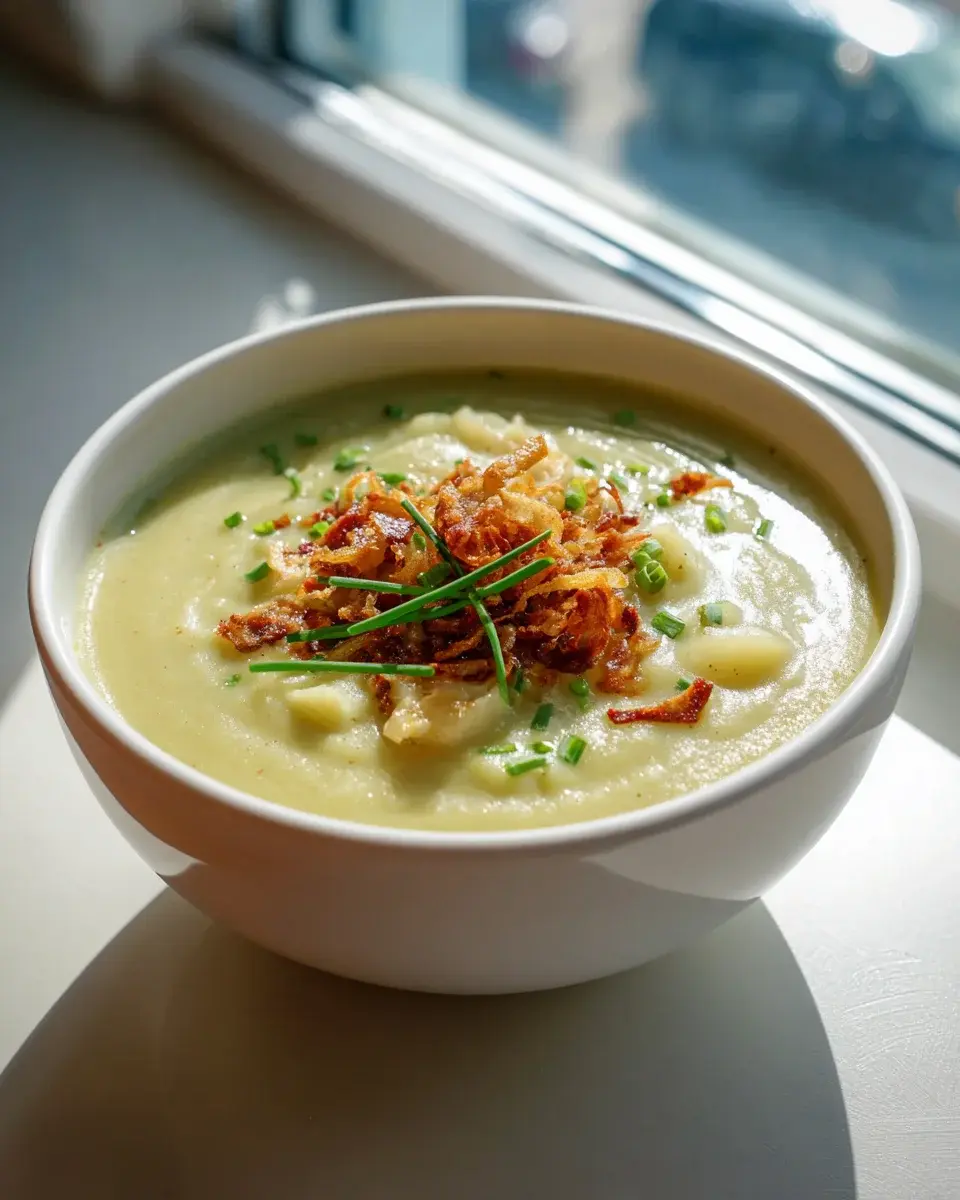 Kartoffel-Lauch-Suppe mit Knusperschalotten