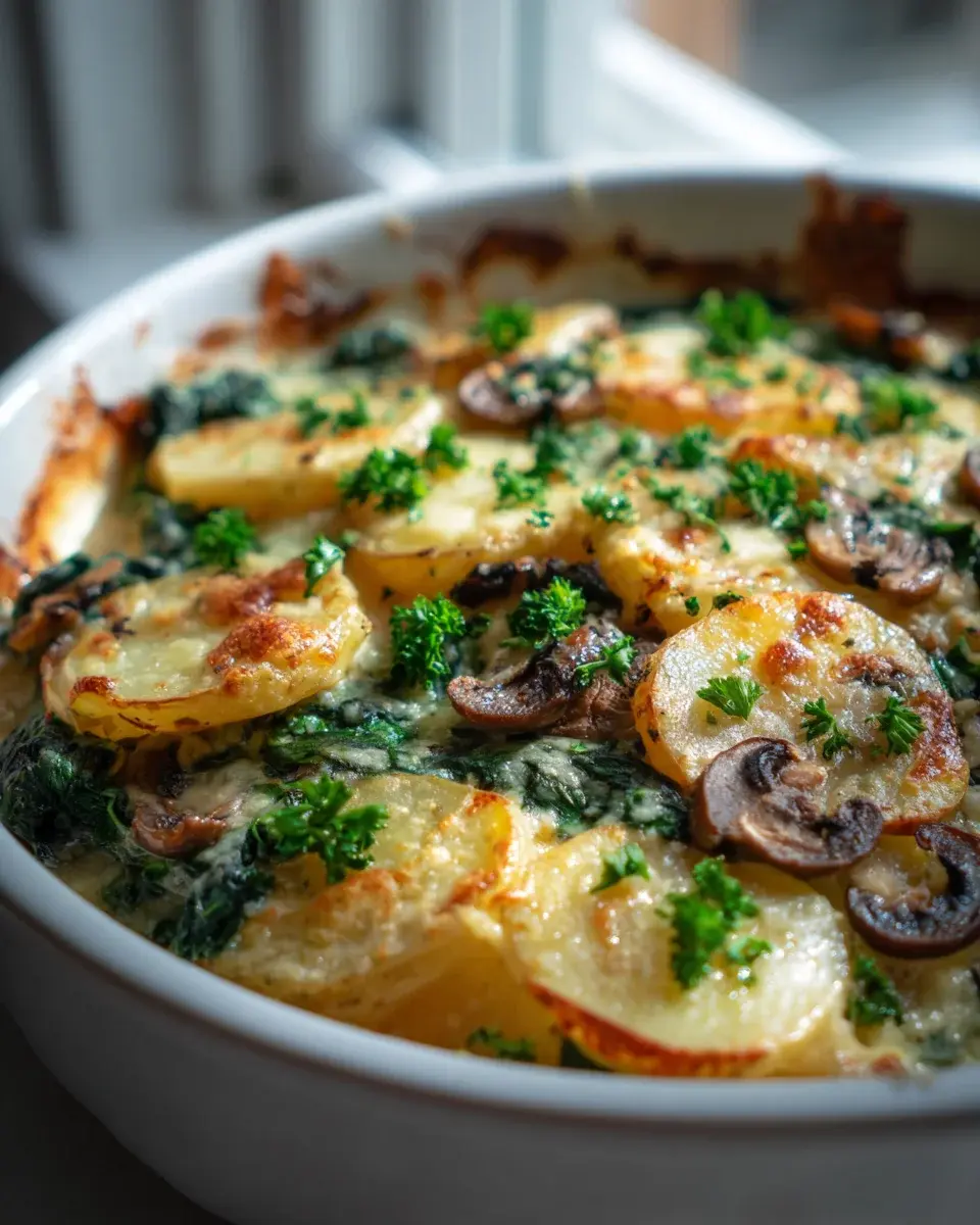 Kartoffel Spinat Pilz Auflauf