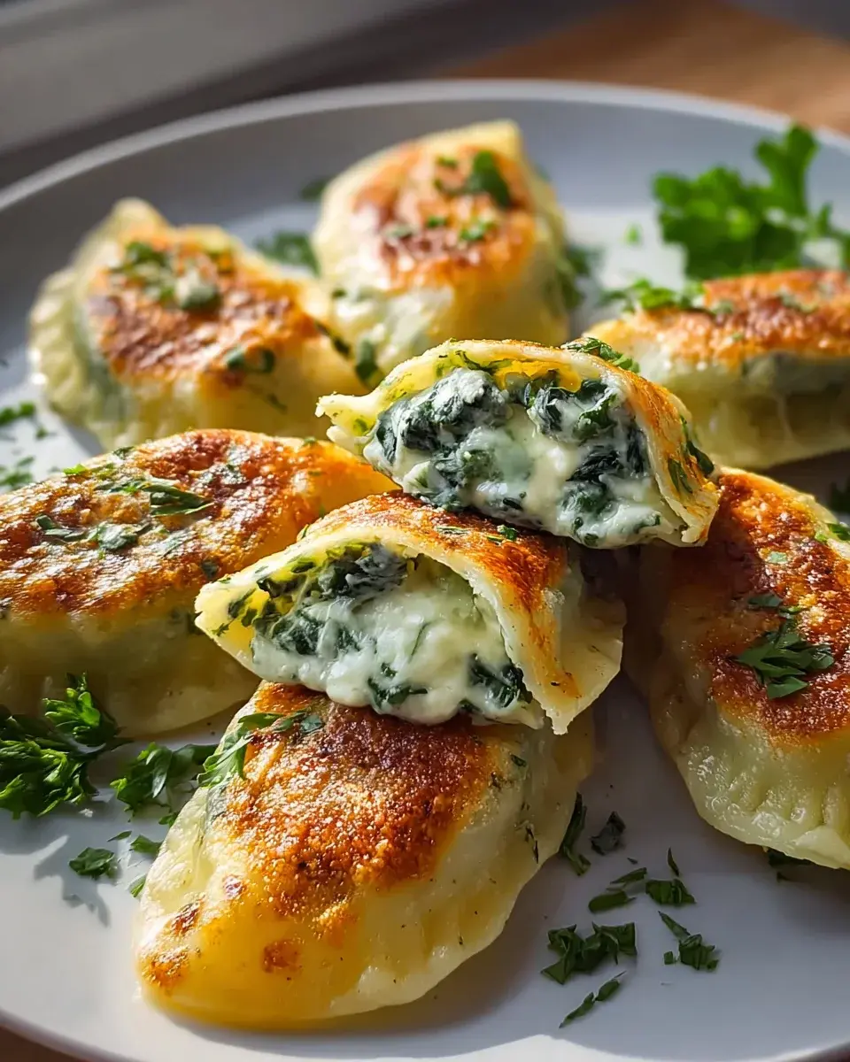 Kartoffeltaschen mit Spinat Frischkäse Füllung