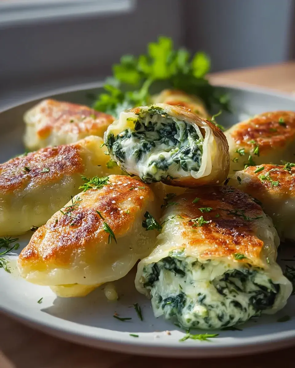 Kartoffeltaschen mit Spinat Frischkyse Fyllung