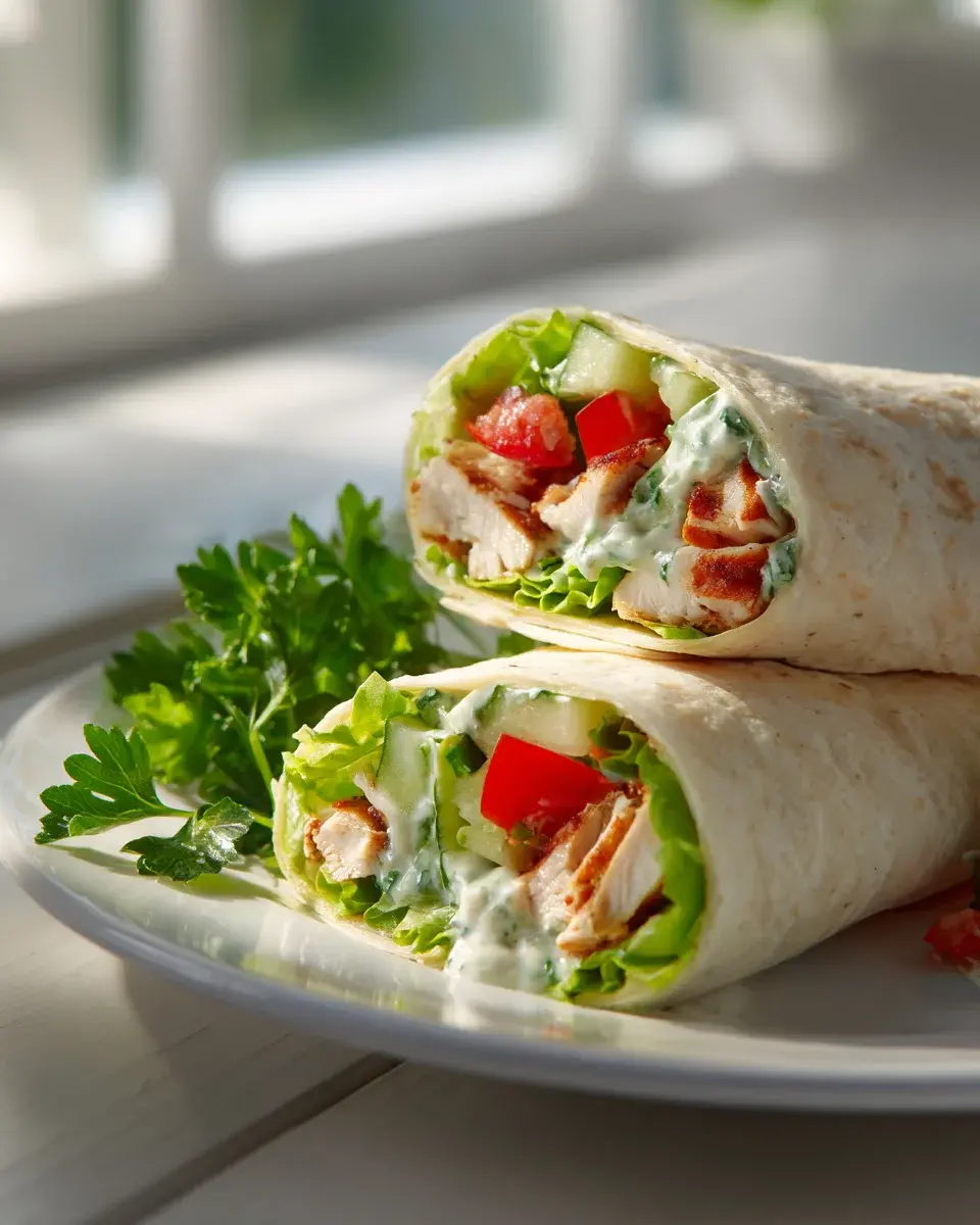 Klassischer Chicken Wrap Mit Salat Und Knoblauchsoße