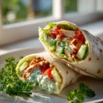 Klassischer Chicken Wrap Mit Salat Und Knoblauchsoye