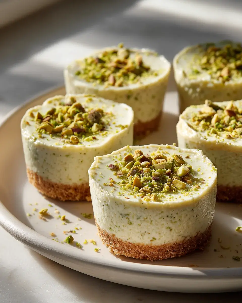 Mini Pistachio Cheesecakes Muffin Pan