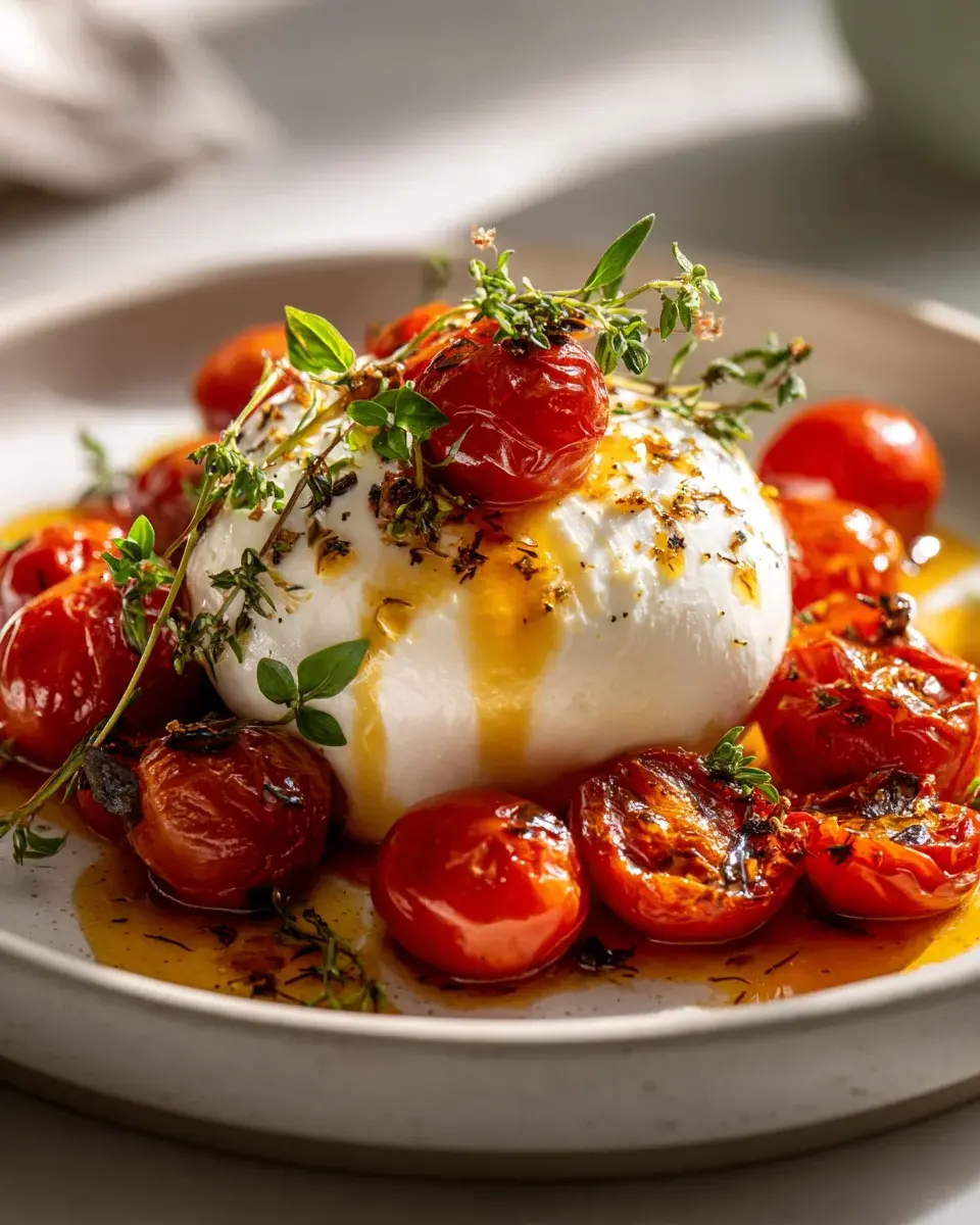 Ofengebackene Burrata Kirschtomaten Kryuter