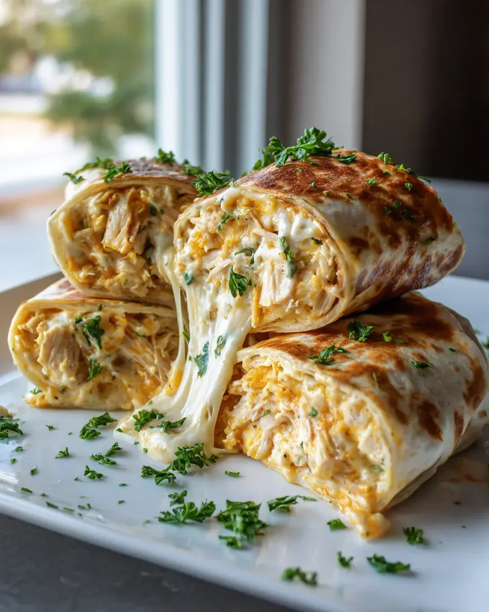 Ooey Gooey Cheesy Garlic Chicken Wraps Recipe