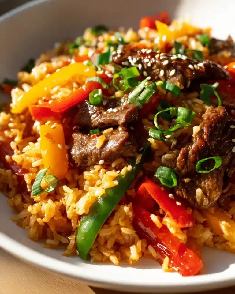 Leckere Paprika Reis Pfanne mit zarten Rinderstreifen & Teriyaki – Snackerra