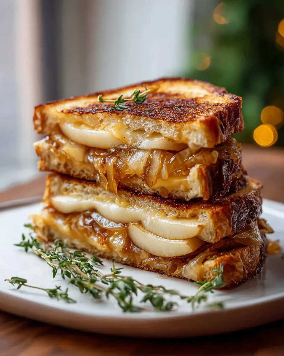 Pear Apple Grilled Cheese With Caramelized Onions