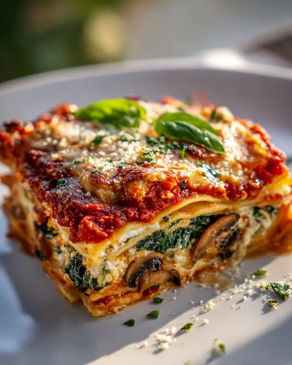 Pilz Spinat Lasagne