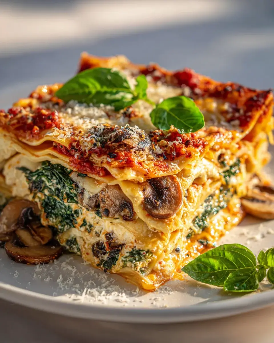 Pilz Spinat Lasagne