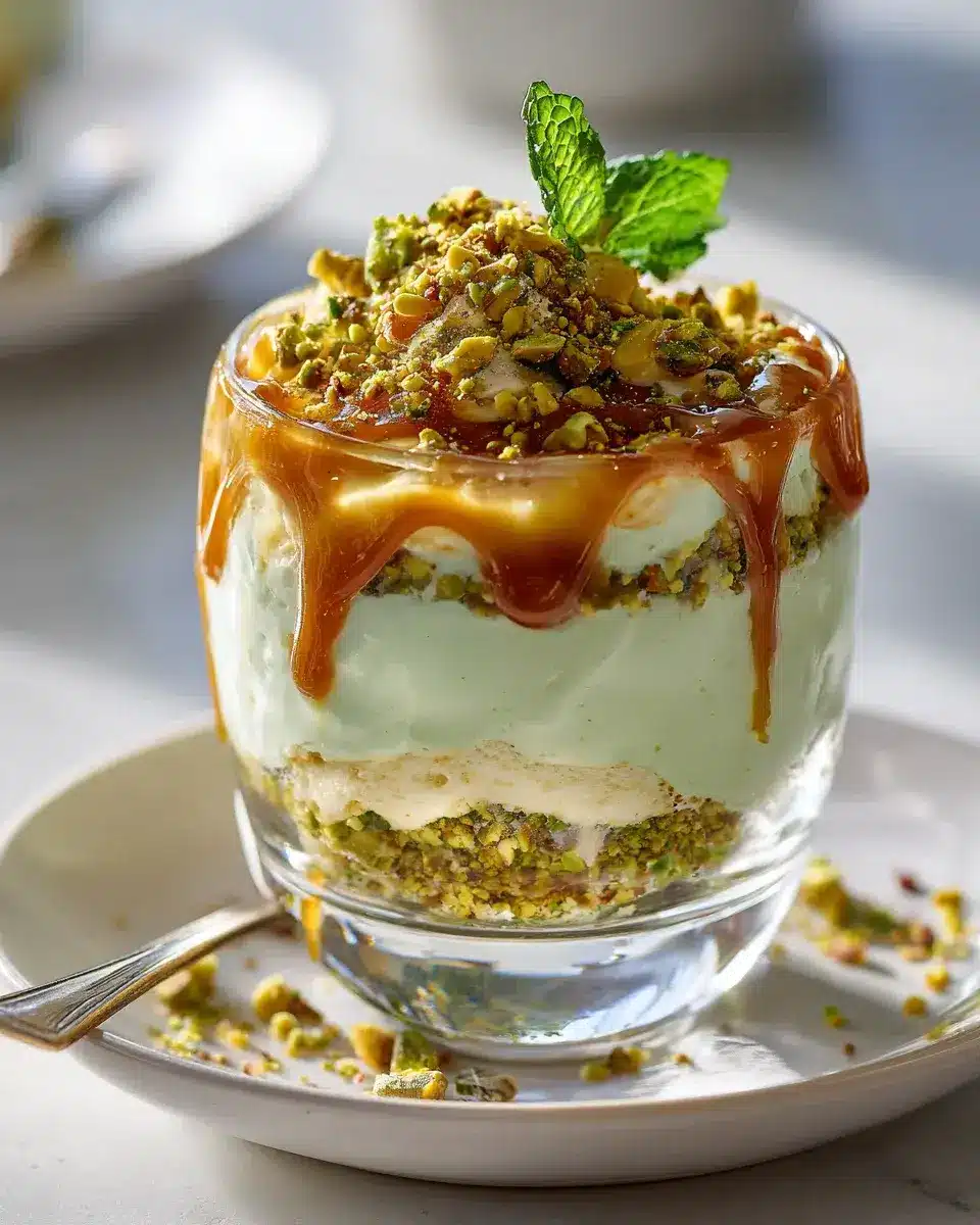 Pistazien Cheesecake Parfait Mit Karamell