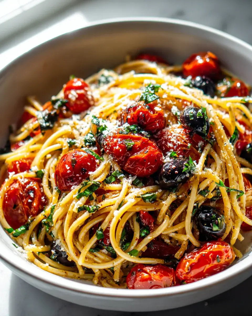 Roasted Tomato Olive Mediterranean Pasta