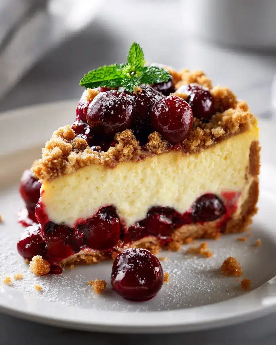 Saftiger Kysekuchen Mit Kirsch Extrakten Und Streuseln