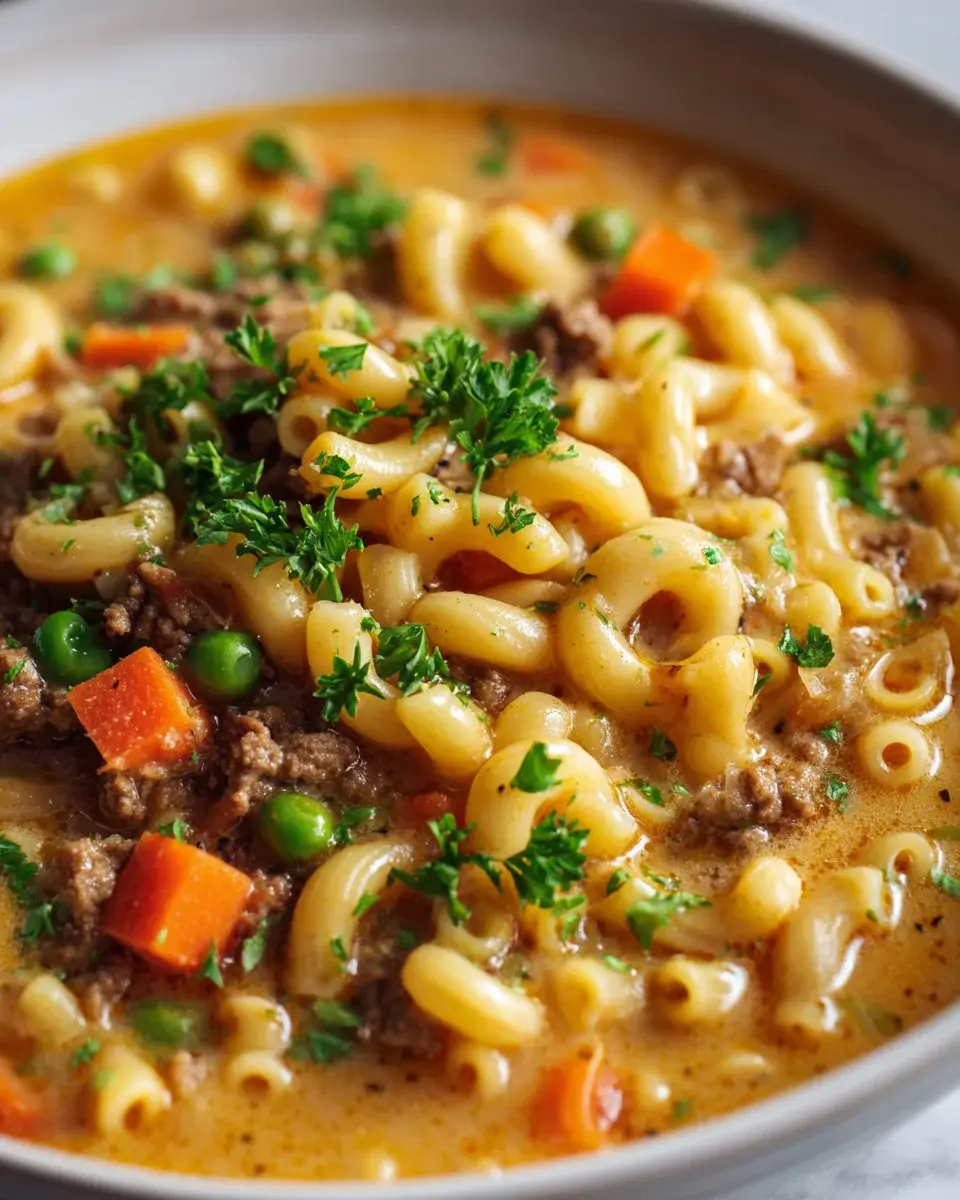 Slow Cooker Beef Hamburg Macaroni Soup