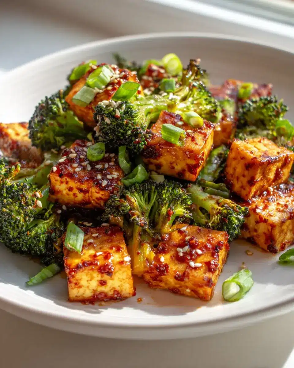 Spicy Tofu Broccoli Chili Knoblauch Soye