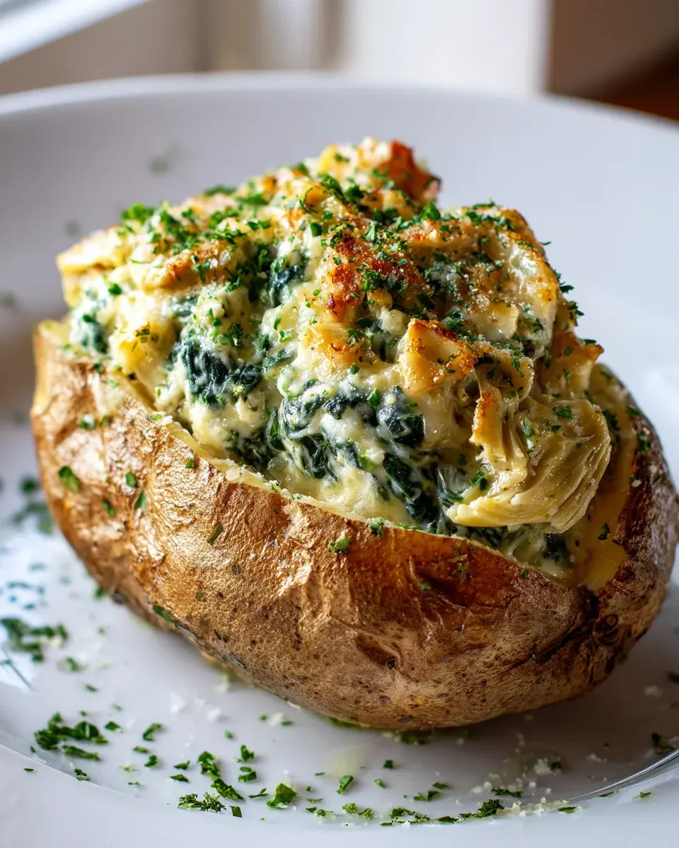 Cremige Spinat-Artischocken Gefüllte Ofenkartoffeln 4 Spinach Artichoke Cream Stuffed Baked Potatoes