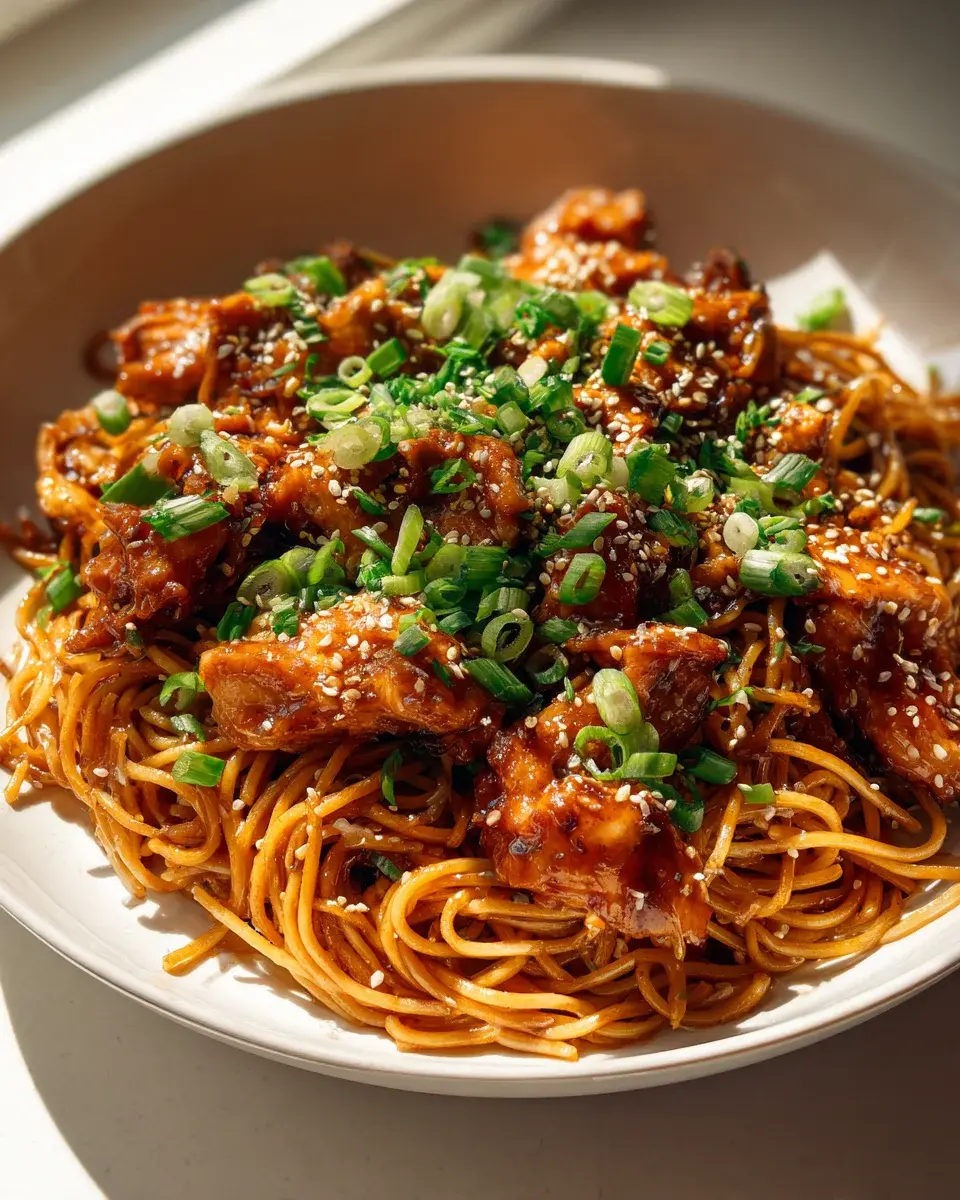 Sticky Garlic Chicken Noodles 5