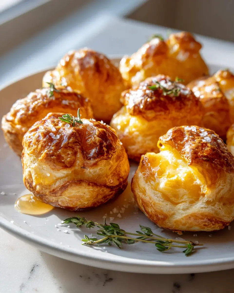 Sweet Savory Cheese Puffs Honey Drizzle
