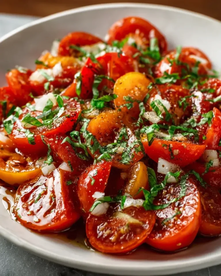 Frischer Tomaten-Knoblauch Salat – Sommerleicht genießen. – Snackerra