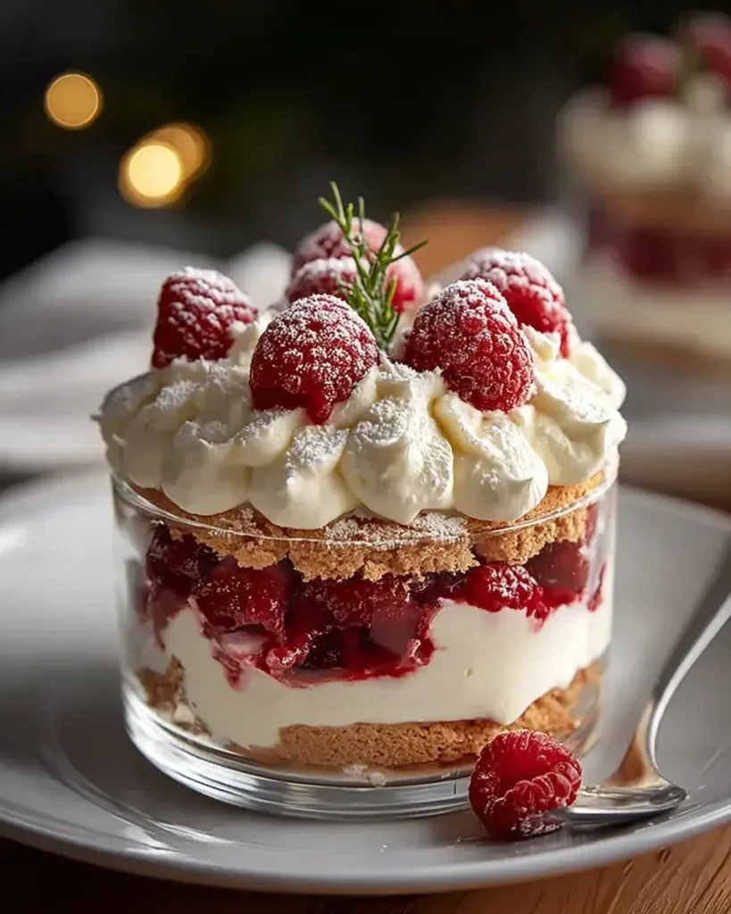 Cremiges Vanillekipferl Dessert mit Himbeeren – No-Bake Genuss!