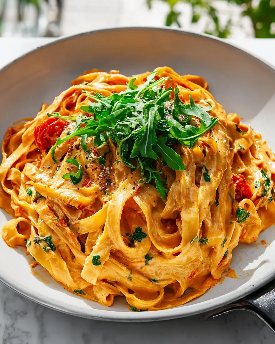 Vegan Creamy Sun Dried Tomato Pasta Rezept