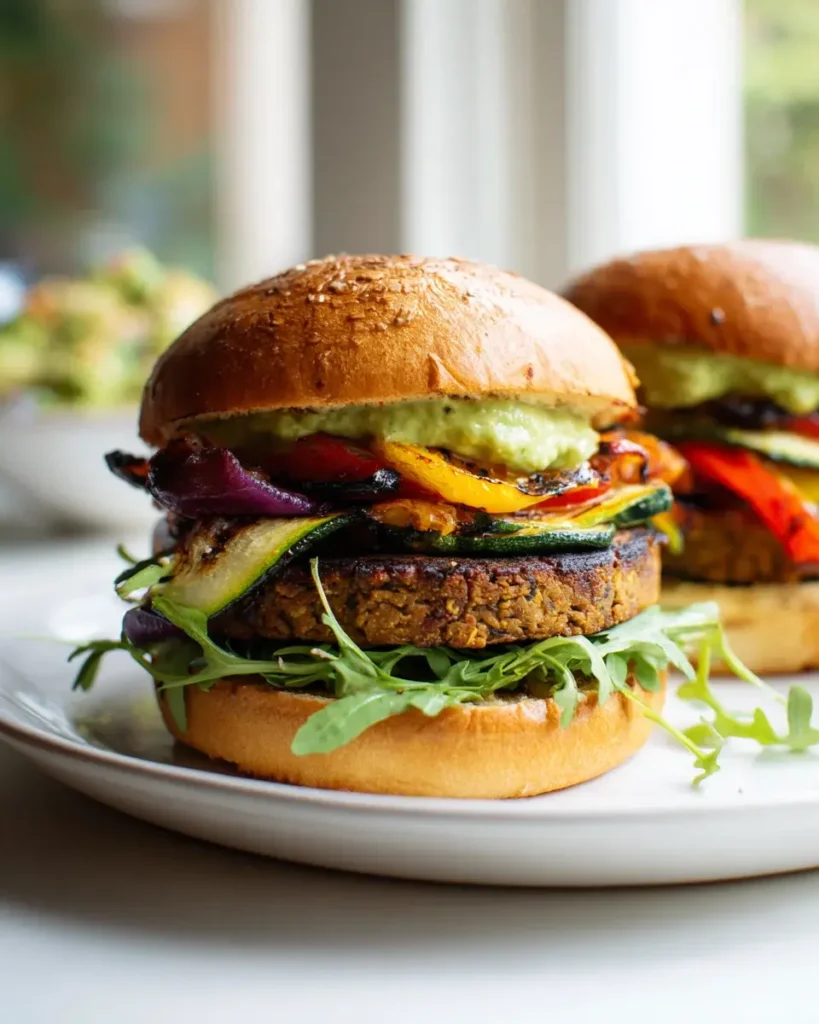 Veggie Burger mit Grillgemüse auf Beef-Burger-Bun – Lecker! – Snackerra