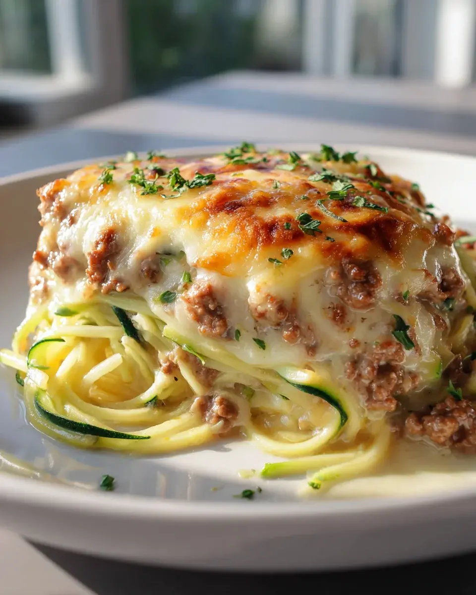 Zucchini Spaghetti Auflauf Mit Hackfleisch Und Mozzarella 2