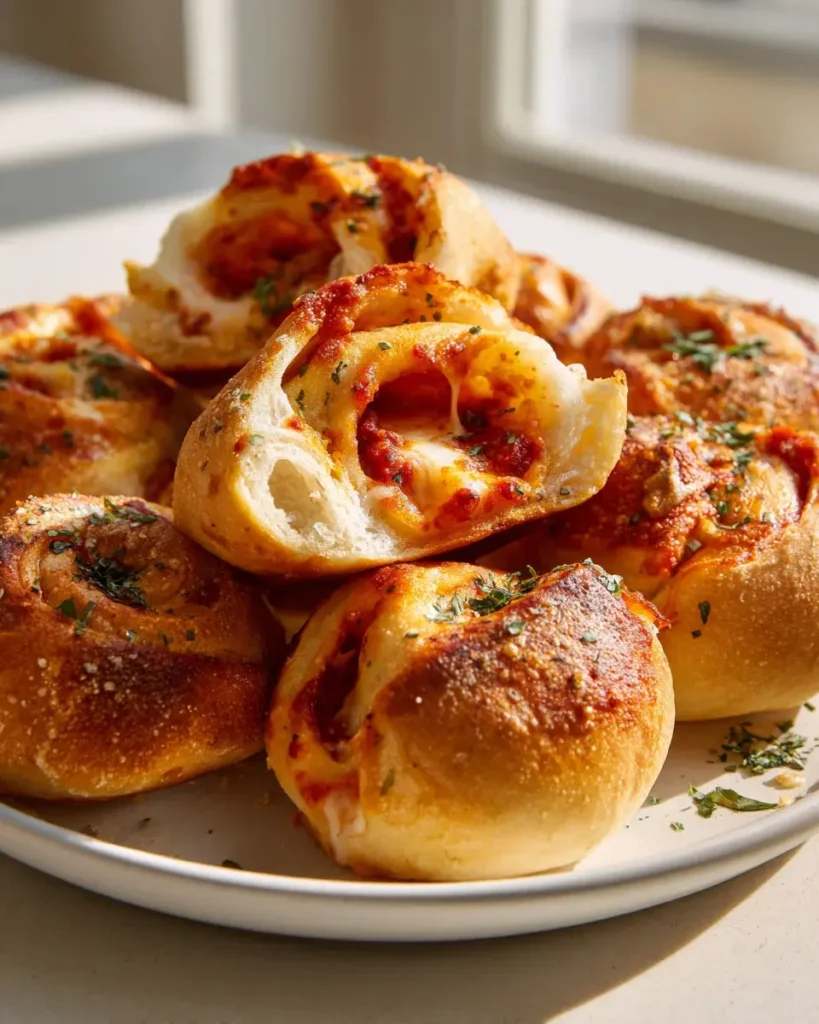 Baked Pizza Rolls Tomatensauce Füllung