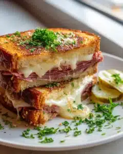 Beef Ham And Swiss Melt Sandwich mit Honig-Senf-Dip